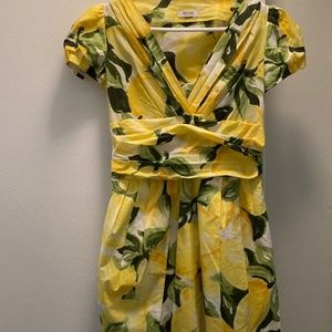 Moschino lemon print sashed dress with side zipper